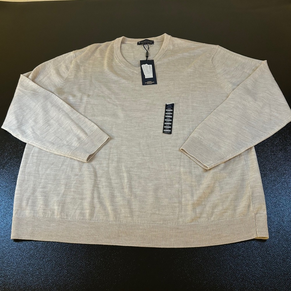 Hart Schaffner Marx Merino Wool Sweater Soft Luxurious Comfort Cream Mens XXL